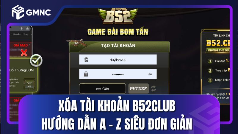 Xóa tài khoản B52club